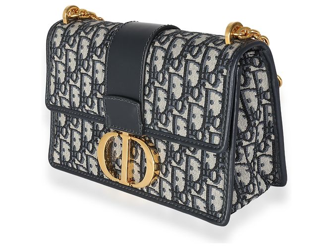 Borsa a catena 30 Montaigne in jacquard obliquo blu navy Christian Dior Beige - vista 3