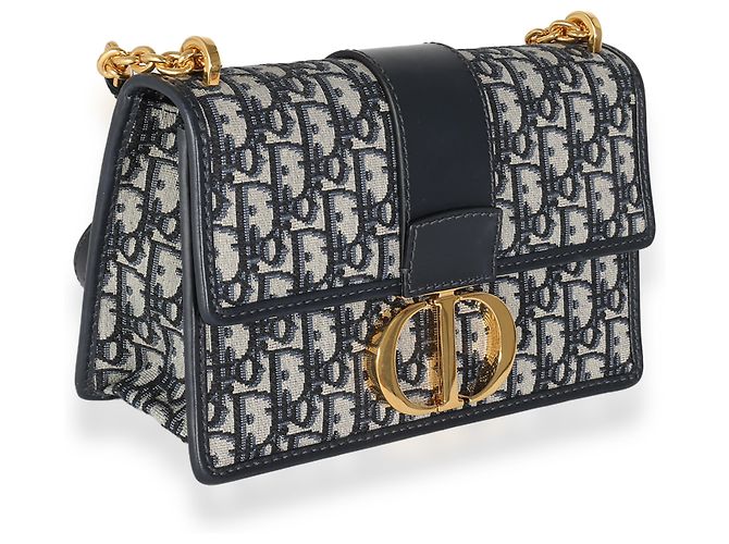 Borsa a catena 30 Montaigne in jacquard obliquo blu navy Christian Dior Beige - vista 4