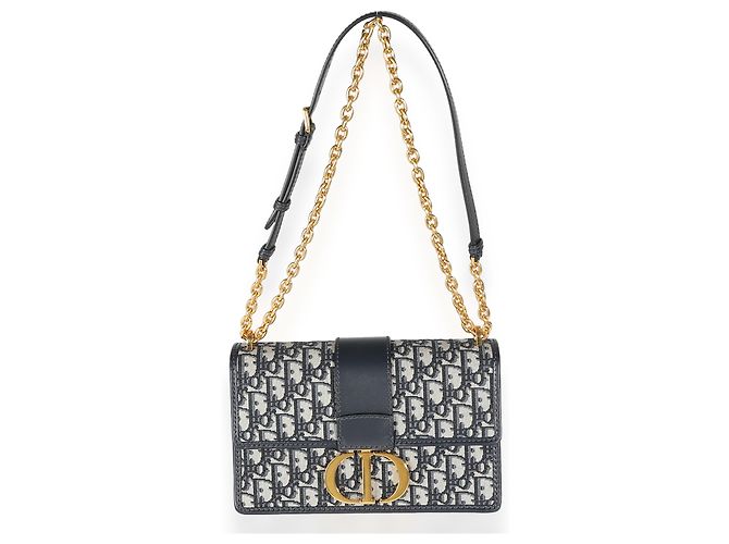 Borsa a catena 30 Montaigne in jacquard obliquo blu navy Christian Dior Beige - vista 5