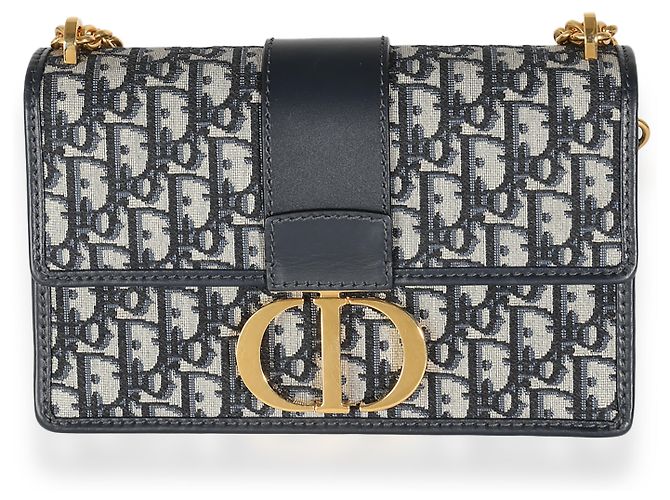 Borsa a catena 30 Montaigne in jacquard obliquo blu navy Christian Dior Beige - vista 8