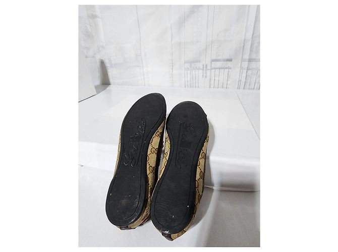 Bailarinas Gucci GG Canvas Web Bow Beige/Marrón Talla 36,5 Castaño - vista 15
