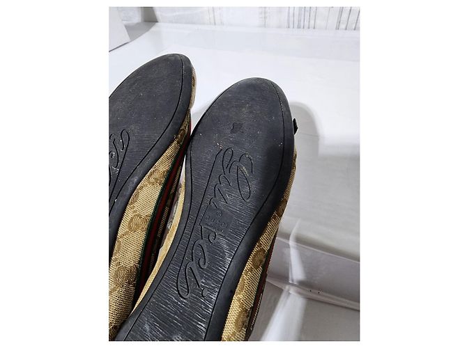 Bailarinas Gucci GG Canvas Web Bow Beige/Marrón Talla 36,5 Castaño - vista 2