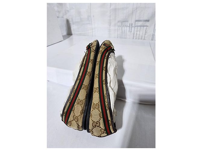 Bailarinas Gucci GG Canvas Web Bow Beige/Marrón Talla 36,5 Castaño - vista 6