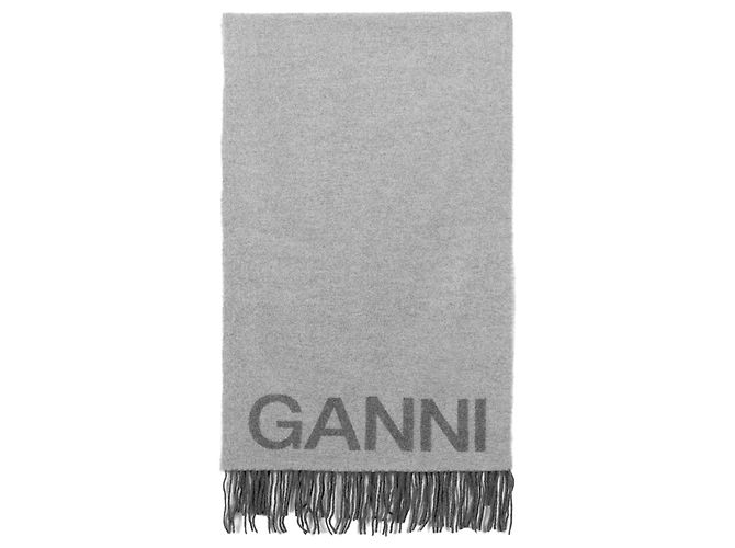 Sciarpa - Ganni - Lana - Grigio - vista 2
