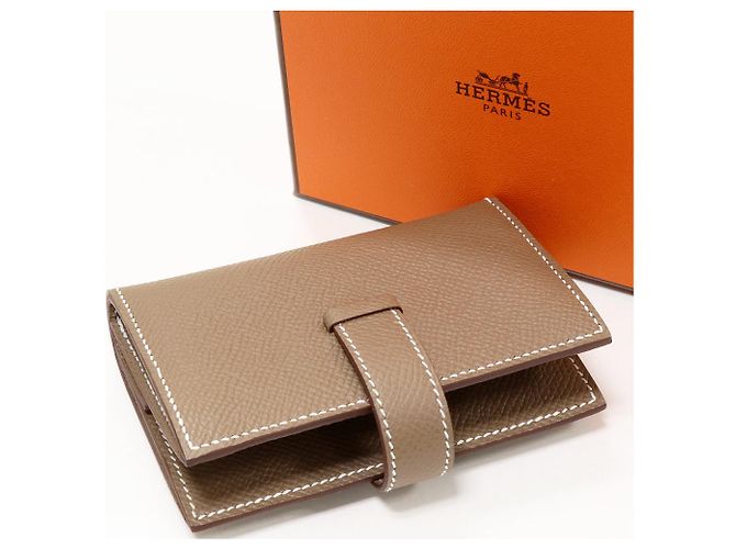 Portafoglio Mini Epsom Béarn di Hermès Grigio - vista 2