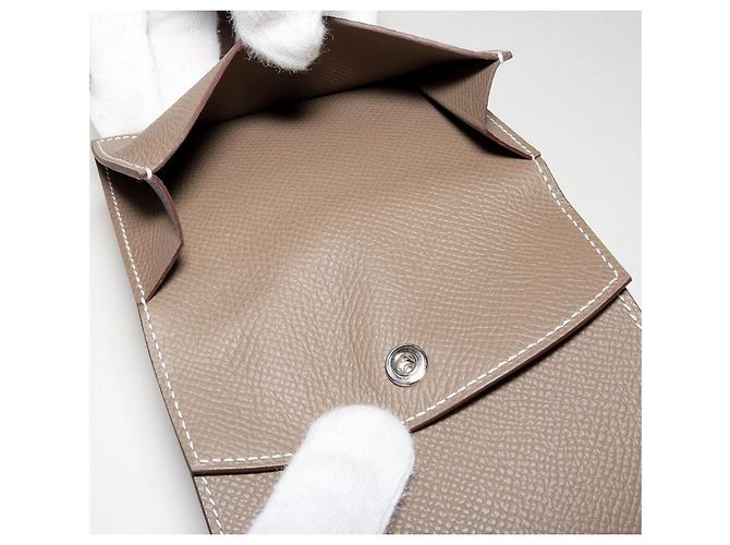 Portafoglio Mini Epsom Béarn di Hermès Grigio - vista 4