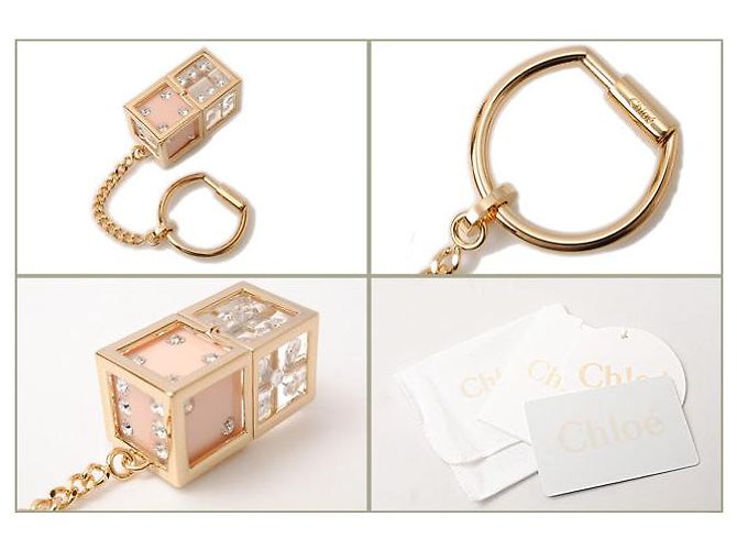 Chloé Chloe Schlüsselanhänger Würfelmotiv mit Strass-Kristall - Ansicht 4