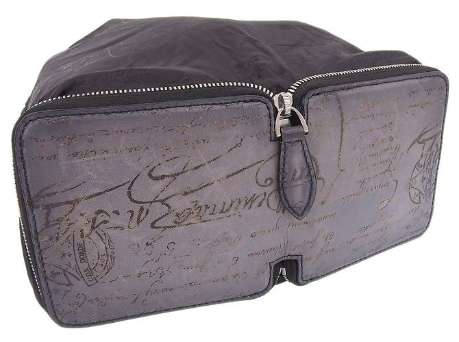 Autre Marque Berluti Calligraphy Leder Nylon Eco Handtasche Grau - Ansicht 4