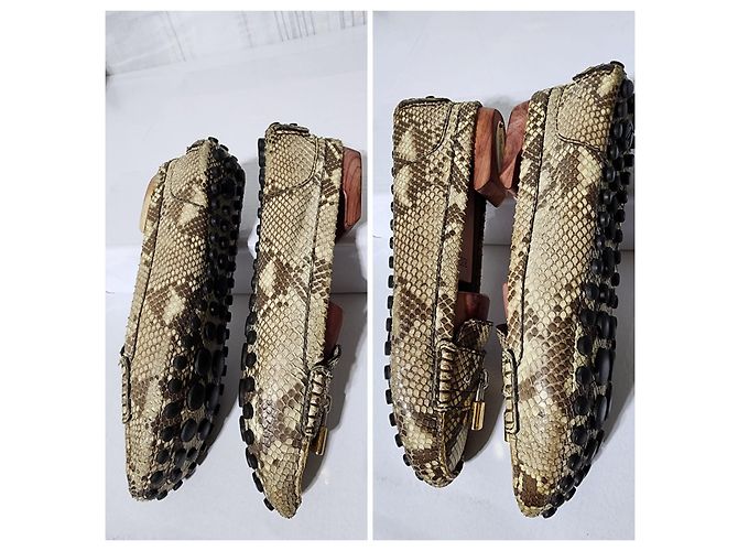 LOUIS VUITTON Mocassini Loafers Lock It Pelle di Serpente Taglia 37.5 - vista 12
