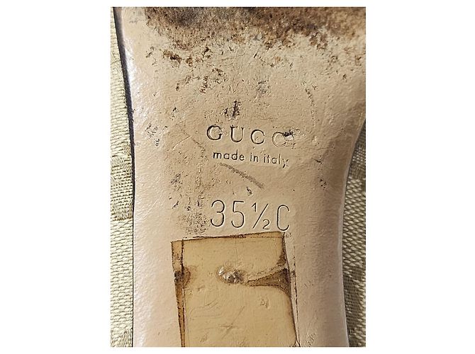 Pumps Gucci Monogram Web Marrone/Beige Taglia 35,5 - vista 10