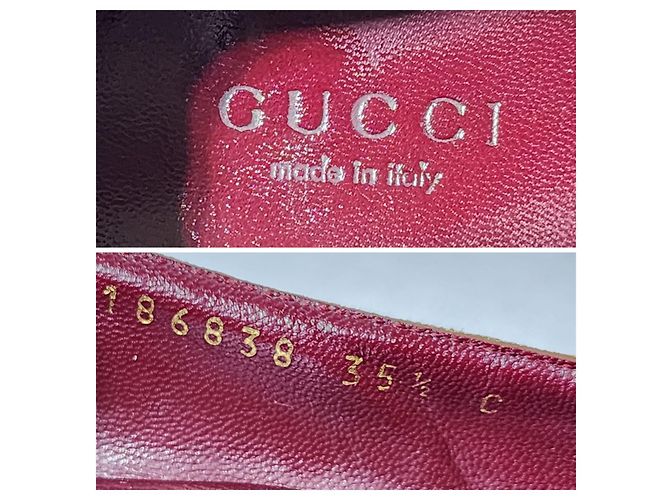Pumps Gucci Monogram Web Marrone/Beige Taglia 35,5 - vista 13
