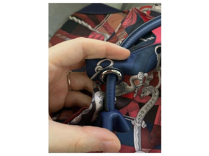Borsa da città in seta stampata Hermès in seta e pelle multicolore - vista 13