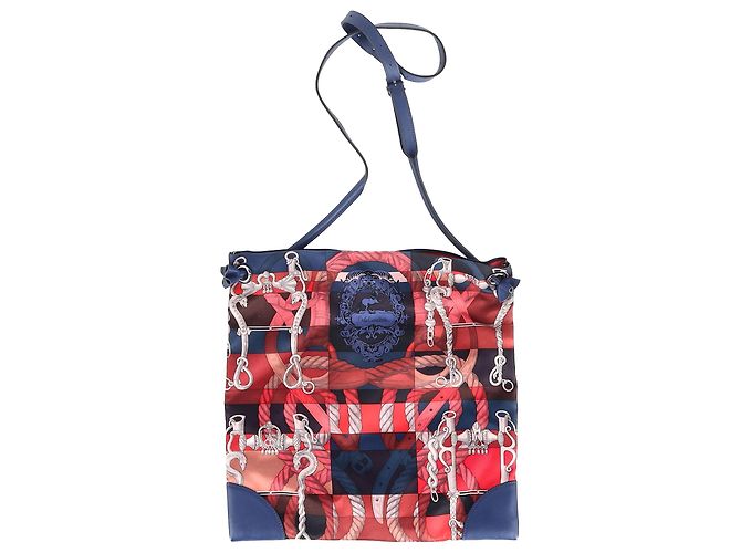 Borsa da città in seta stampata Hermès in seta e pelle multicolore - vista 2