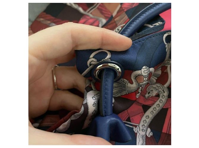 Borsa da città in seta stampata Hermès in seta e pelle multicolore - vista 5