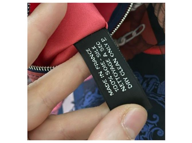 Borsa da città in seta stampata Hermès in seta e pelle multicolore - vista 8