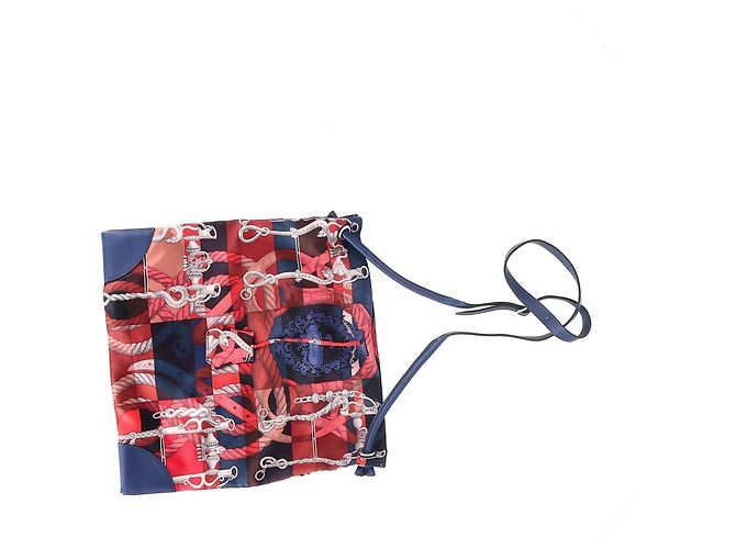 Borsa da città in seta stampata Hermès in seta e pelle multicolore - vista 9