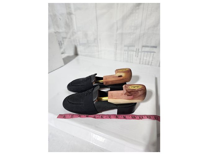 Chanel gesteppte Stoff-/Leder-Mules in Schwarz Größe 41 - Ansicht 2