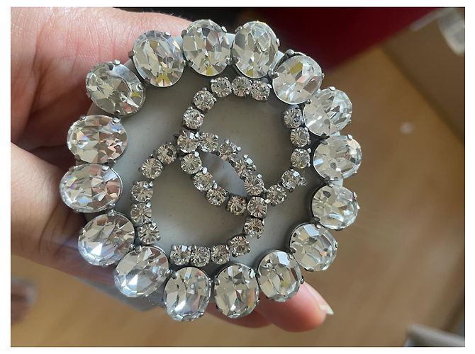 Cintura Chanel con Logo Doppio CC e Cristalli Argentata Argento - vista 6