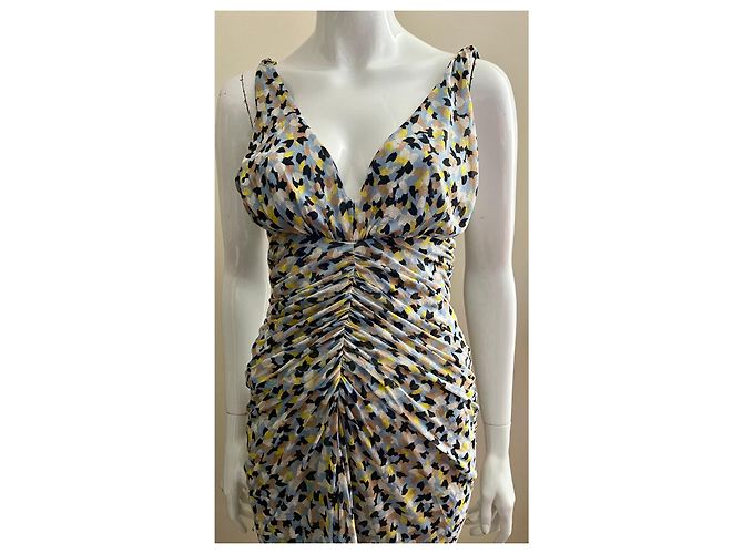 Diane Von Furstenberg DvF Aslin Seidenmesh-Kleid mit Raffung Mehrfarben - Ansicht 2