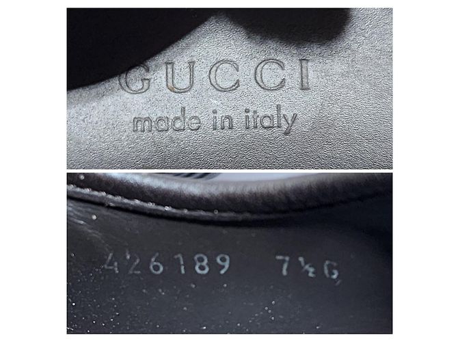 Sneakers in pelle e tela monogram Gucci con lacci marrone/beige taglia 7,5 - vista 5