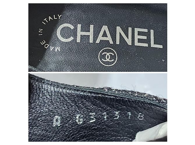 Décolleté CHANEL Slingback in tweed, gros-grain e paillettes nere, taglia 40.5 - vista 7