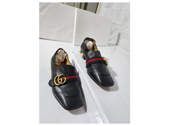 Gucci Peyton GG Sylvie Perlenbesetzter Loafer Schwarz Größe 37 - Ansicht 13