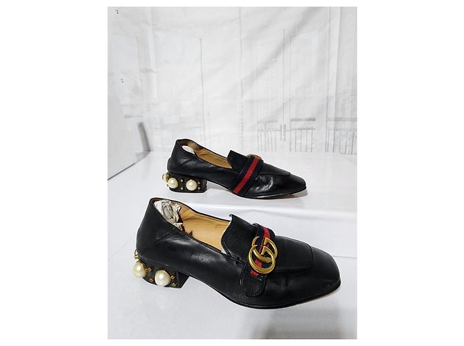 Gucci Peyton GG Sylvie Perlenbesetzter Loafer Schwarz Größe 37 - Ansicht 14