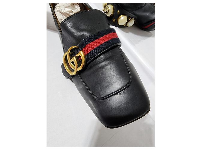 Gucci Peyton GG Sylvie Perlenbesetzter Loafer Schwarz Größe 37 - Ansicht 5