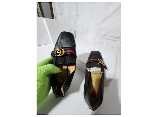 Gucci Peyton GG Sylvie Perlenbesetzter Loafer Schwarz Größe 37 - Ansicht 6
