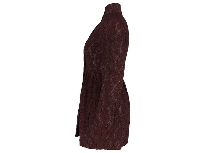 Abito Mini in Pizzo Valentino Garavani in Cotone Borgogna - vista 2