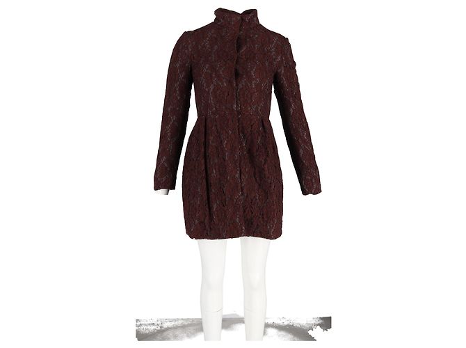 Abito Mini in Pizzo Valentino Garavani in Cotone Borgogna - vista 4