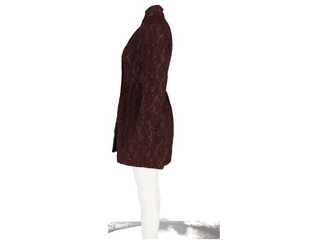 Abito Mini in Pizzo Valentino Garavani in Cotone Borgogna - vista 5