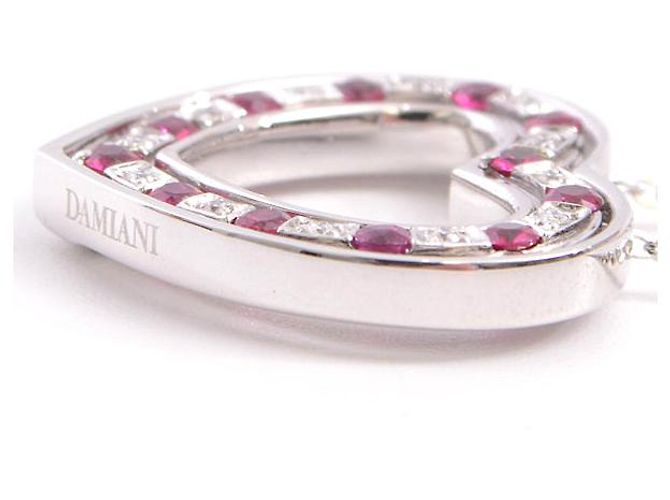 Autre Marque Collana a forma di cuore Belle Époque in oro bianco 18K con diamanti e rubini Damiani - vista 3