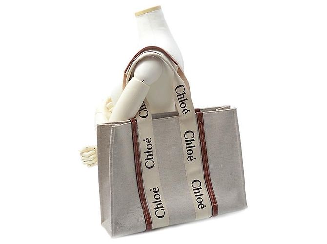 Chloé Bolso tote grande Woody de piel de ternera Chloe - vista 9