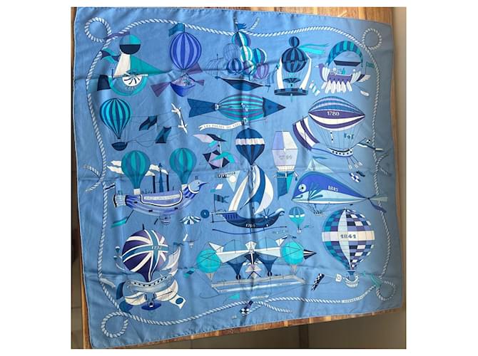 Constance Hermès Hermes Platz Heißluftballons Blau Marineblau Hellblau - Ansicht 2
