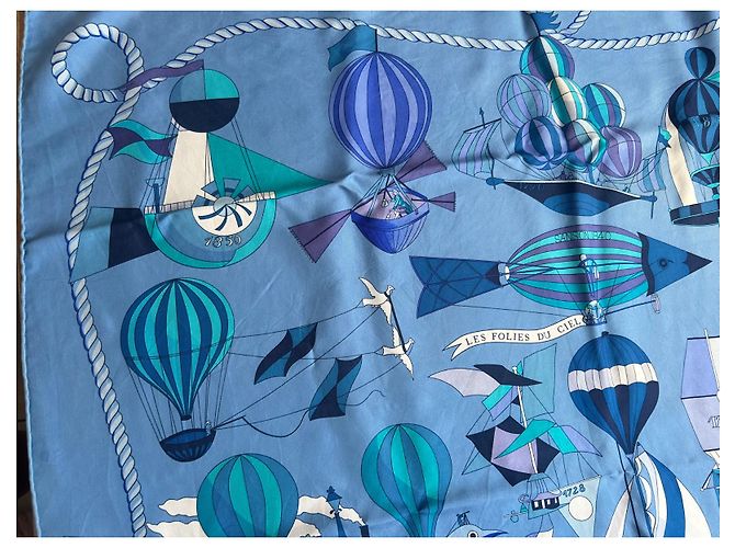 Constance Hermès Hermes Platz Heißluftballons Blau Marineblau Hellblau - Ansicht 7