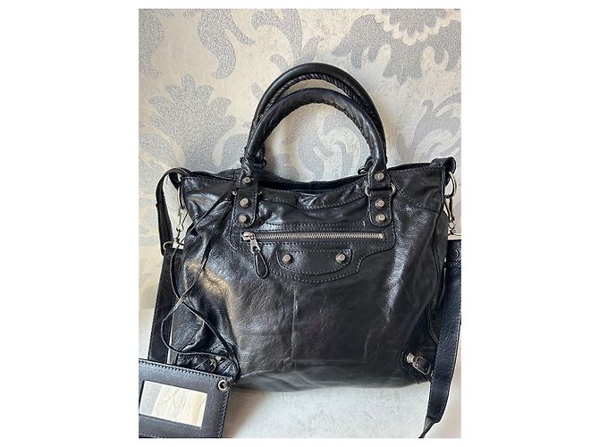 City Borsa Balenciaga in pelle nera Nero - vista 2