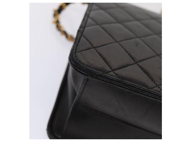 CHANEL Matelassé Ketten-Schultertasche aus Lammleder Schwarz CC Auth 83342 - Ansicht 16