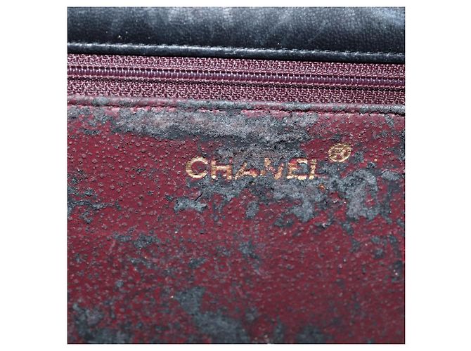 CHANEL Matelassé Ketten-Schultertasche aus Lammleder Schwarz CC Auth 83342 - Ansicht 20