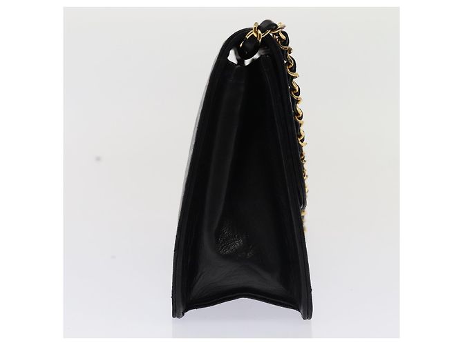 CHANEL Matelassé Ketten-Schultertasche aus Lammleder Schwarz CC Auth 83342 - Ansicht 3