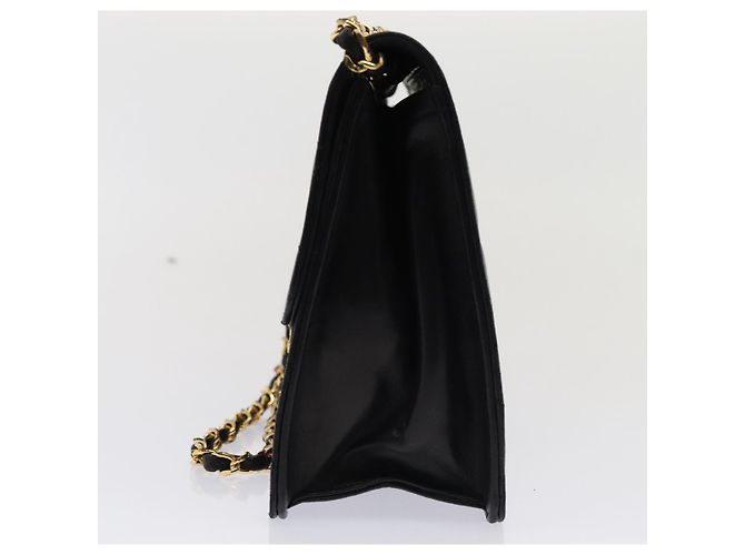 CHANEL Matelassé Ketten-Schultertasche aus Lammleder Schwarz CC Auth 83342 - Ansicht 4
