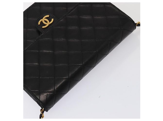 CHANEL Matelassé Ketten-Schultertasche aus Lammleder Schwarz CC Auth 83342 - Ansicht 6