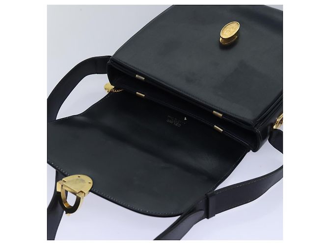 Céline Borsa a spalla CELINE in pelle nera Auth ar12071 Nero D'oro - vista 10