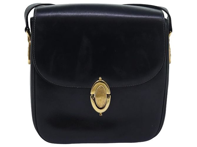 Céline Borsa a spalla CELINE in pelle nera Auth ar12071 Nero D'oro - vista 13
