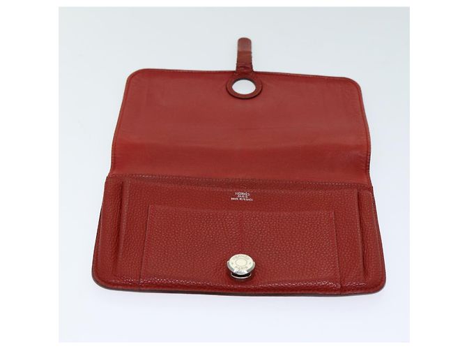 Hermès HERMES Portafoglio Dogon GM in Pelle Rossa Auth bs15767 Rosso - vista 10