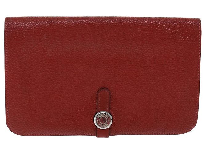 Hermès HERMES Portafoglio Dogon GM in Pelle Rossa Auth bs15767 Rosso - vista 13