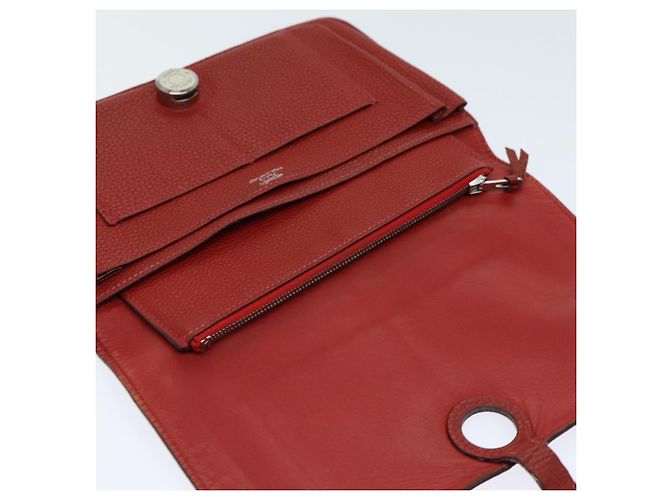 Hermès HERMES Portafoglio Dogon GM in Pelle Rossa Auth bs15767 Rosso - vista 20