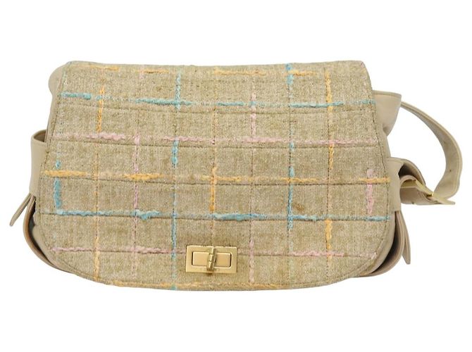 CHANEL Choco Bar Turn Lock Shoulder Bag Wool Multicolor CC Auth bs15780 Multiple colors - view 13