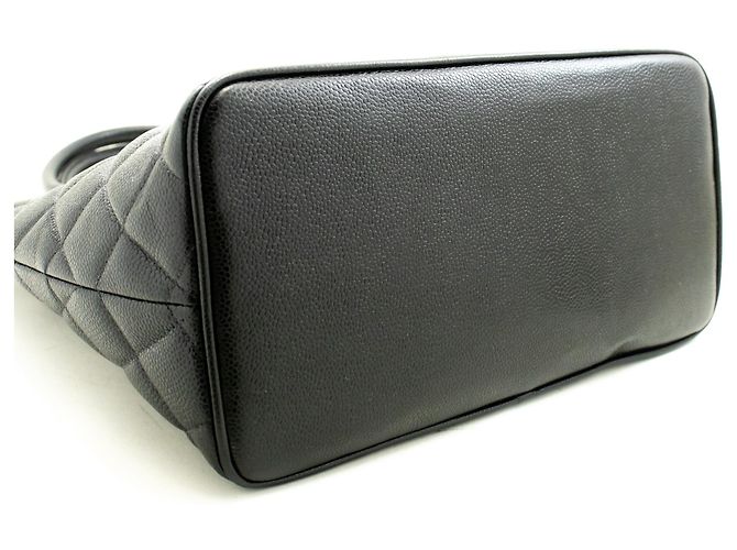 Bolso de hombro de caviar plateado CHANEL con medallón negro SV - vista 4
