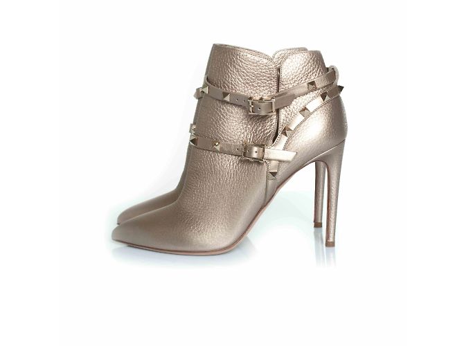 Botas de cuero Rockstud de Valentino Garavani Plata Dorado - vista 2